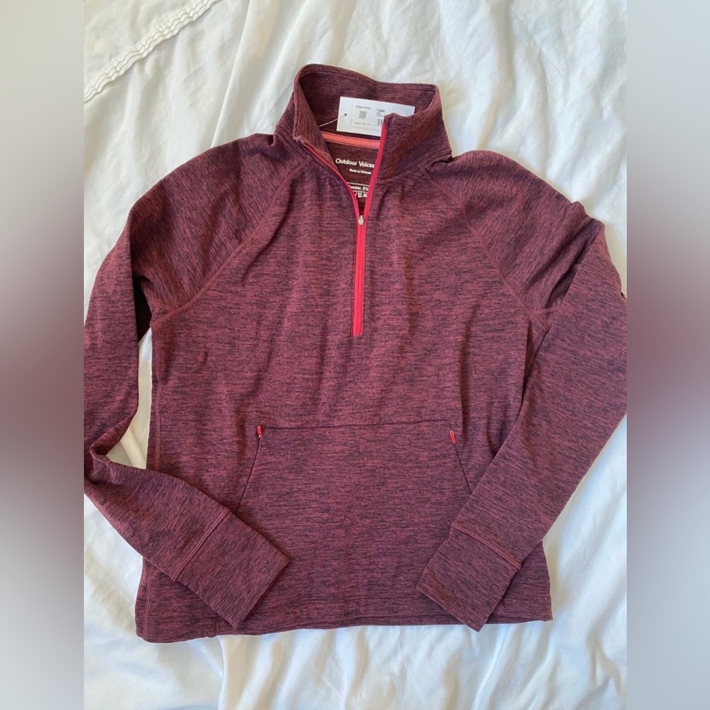 NWT Outdoor Voices Maroon Quarter-Zip Pullover size small “truffle”